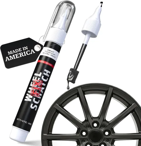 Vista 19 de Wheel Scratch Fix - Kit de retoque de llantas rápido y fácil, colores universales (negro (brillo))