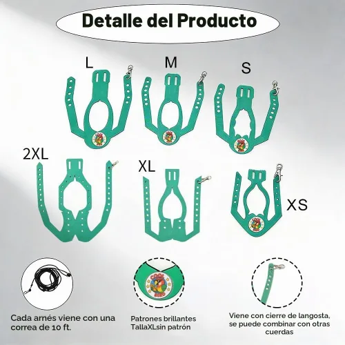 Vista 6 de Juego de arnés ajustable y correa para pájaros pequeños, apto para periquitos, conures, cacatúas, mejillas verdes, loros cuáqueros (verde, XS) 6350-6