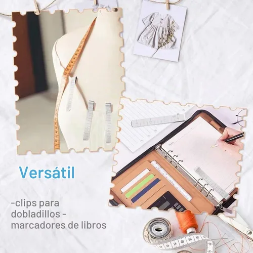 Vista 6 de Juego de 20 clips para dobladillo de acero inoxidable con regla de medición de 3 pulgadas