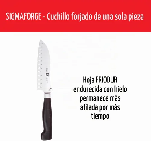 Vista 3 de ZWILLING J.A. Henckels Twin Four Star Santoku de borde hueco de 5.5 pulgadas Negro/ acero inoxidable