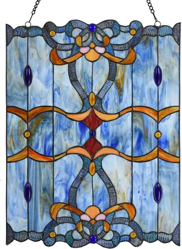 Vista 4 de Bieye W10042 Barroco Tiffany Style - Panel de ventana con cadena, azul, 17 pulgadas de ancho x 22 pulgadas de alto