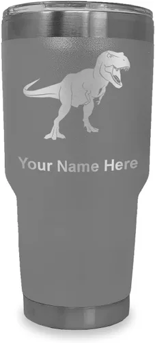 Vista 39 de LaserGram Vaso aislado al vacío de 20 onzas, dinosaurio Tiranosaurio Rex, grabado personalizado incluido (negro)