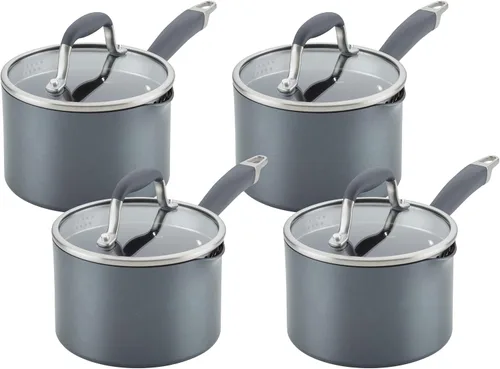 Vista 6 de Anolon Advanced Home Cacerola Antiadherente de Aluminio Anodizado Duro con Colador y Tapa, 2 Cuartos (Cacerola Coladora de 2 Qt, Índigo)