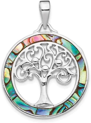 Vista 8 de Collar con dije de árbol de la vida de plata de ley 925 diseño de árbol de la vida para exteriores joyería fina para mujeres regalos para ella Plata