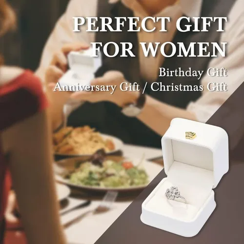 Vista 6 de Anillo de ansiedad para mujer, anillo ajustable de plata de ley 925, anillo giratorio con caja de regalo de joyería