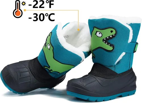 Vista 3 de MORENDL Botas de nieve para niños, impermeables, con forro de piel, cálidas, antideslizantes, para niños y niñas, para caminar al aire libre
