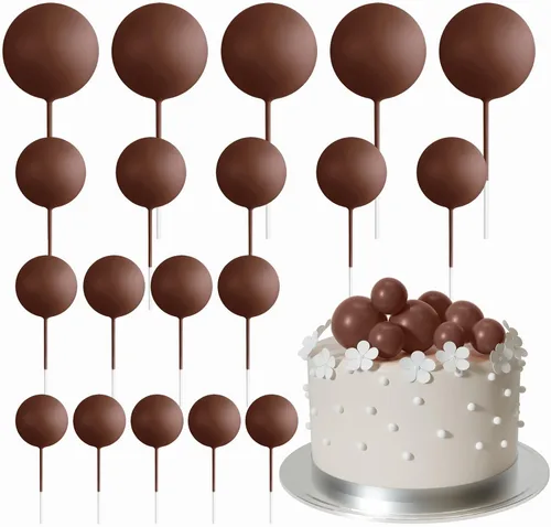 Vista 32 de ASTARON 20 piezas de decoración de bolas para pastel, mini globos, decoraciones de pastel, palos, bolas negras, decoraciones de pastel