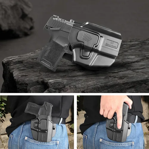 Vista 6 de Universal OWB Holster for G43X/G48 MOS, Shield Plus, P365 XL/P365, Glock 26 27, RDS Compatible, Fits Sub-Compact 9mm Pistols Like G3C, Hellcat Pro