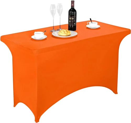 Vista 39 de LZY Cubierta de Mesa Elástica Ajustable de Spandex para Mesa Plegable de 6 pies, 4 pies o 8 pies, Mantel de Cóctel Rectangular, Perfecto para Champn