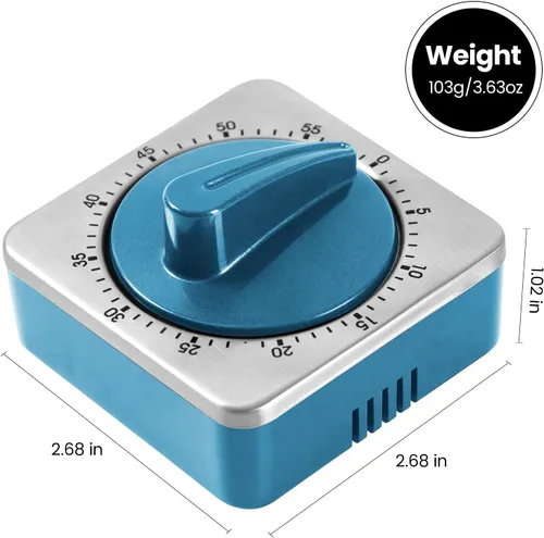 Vista 2 de Temporizadores de Cocina para Cocinar, Reloj Temporizador de Cocina de Chef con Alarma Fuerte, Temporizador de Escritorio 100% Mecánico - No
