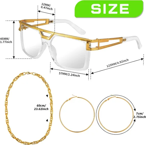 Vista 3 de TraLxwee Traje de los años 90 para mujer, accesorios de los años 90, disfraz de hip hop, incluyendo riñoneras, lentes de sol, calcetines, cadena