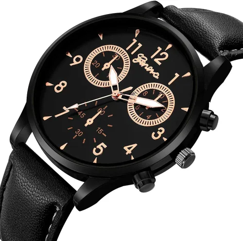 Vista 3 de Yunanwa Paquete de 6 relojes de cuarzo de cuero para hombre, Ginebra para niños, casual, de vestir, de pulsera al por mayor, Reloj de cuarzo