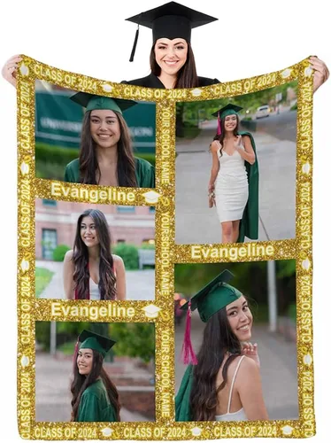 Vista 12 de D-Story Manta de franela personalizada para mujer, regalos de graduados, regalo de graduación de secundaria, regalos de graduación personalizados