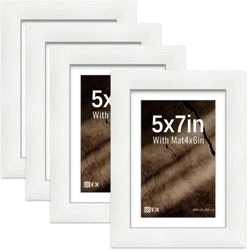 Vista 24 de VCK Portarretratos de 5 x 7 pulgadas, 4 unidades, marco de madera negra, vidrio templado, para fotos de 4 x 6 pulgadas con paspartú o 5 x 7 sin
