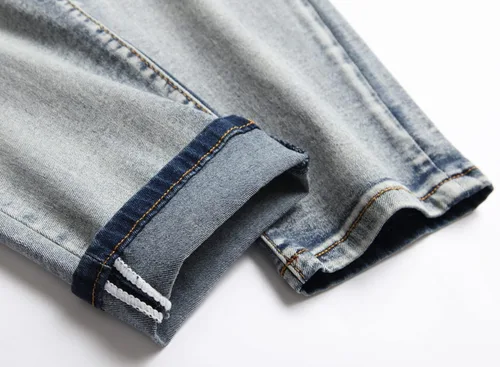 Vista 7 de Men's Slim Fashion Ripped Straight Holes Stretchy Jeans