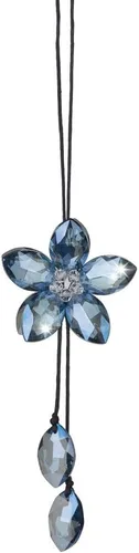 Vista 7 de Accesorio de pendiente decorativo, diseño de flor de cristal, para espejo retrovisor de vehículo, Azul