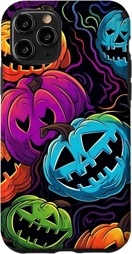 Vista 26 de Funda para iPhone 11 Pro Max Halloween Scary Pumpkin Graffiti