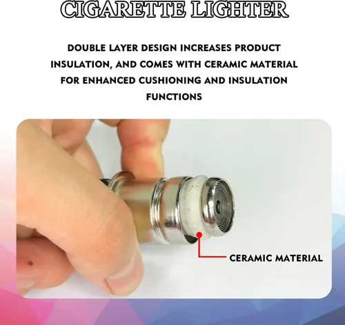 Vista 5 de Encendedor de cigarrillos de construcción de plástico de metal de 12 V, accesorios de repuesto para encendedor de cigarrillos de automóvil, enchufe
