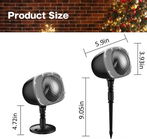 Vista 5 de Proyector de luces de nieve de Navidad, proyector de luz LED de Halloween, luces de vacaciones al aire libre con lámpara giratoria transparente