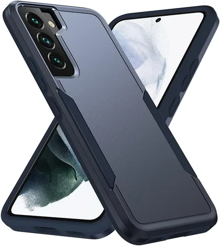 Vista 27 de Funda diseñada para Samsung S22 (no para S22 Ultra y S22 Plus), resistente, resistente, a prueba de golpes, soporte de carga inalámbrica, funda Azul