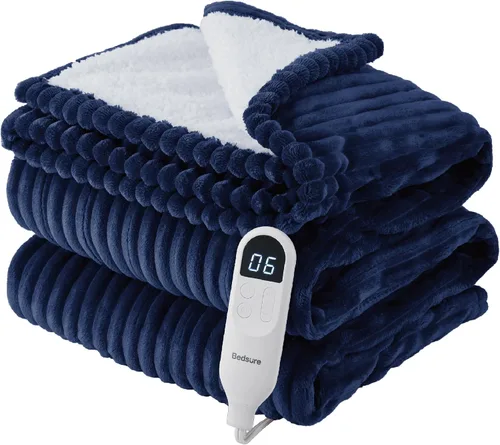Vista 16 de Bedsure GentleSoft - Manta eléctrica individual – Manta térmica de franela suave acanalada, calefacción con 6 ajustes de tiempo (hasta 10 horas), 6