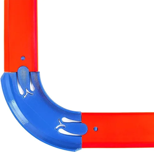 Vista 2 de Racetrack Connectors Compatible with Hot Wheels, 90° Banked Turn Pieces Piezas curvadas compatibles con Hot Wheels, 4 paquetes, azul