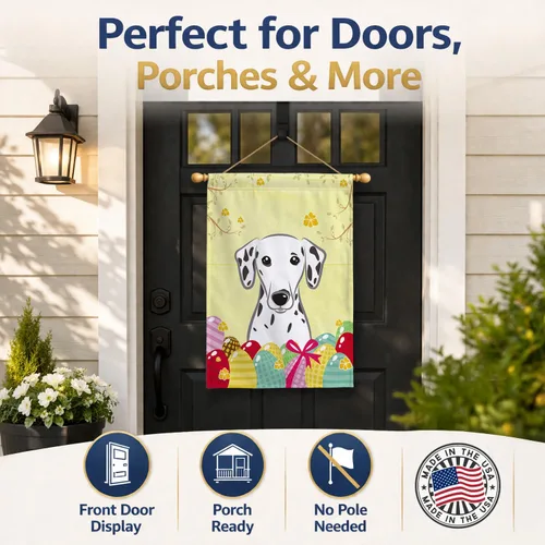 Vista 393 de Caroline's Treasures BB1923GF Bandera decorativa para jardín con diseño de Border Collie, para caza de huevos de Pascua, para jardín, jardín, patio