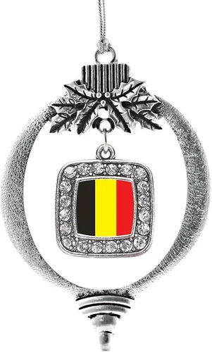 Vista 146 de Inspired Silver - Adorno con dije de reina de rodillo - Adornos navideños cuadrados de plata con joyas de circonita cúbica