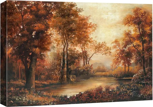 Vista 30 de SIGNFORD Lienzo impreso para pared, árboles de abedul dorados de otoño, bosque, decoración de guardería, paisaje decorativo, relajante, tranquilo