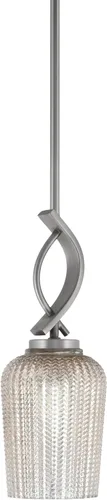 Vista 6 de Toltec Lighting Cavella Stem Colgado Mini colgante, acabado grafito, vidrio de muselina blanca de 4 pulgadas