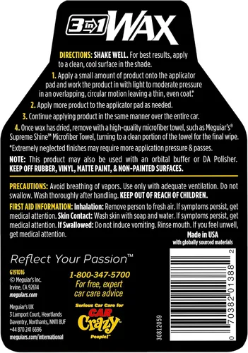 Vista 8 de Meguiar's - Kit de cera 3 en 1 de 16 onzas, G191016 de 16 onzas, kit de 16 onzas, color negro