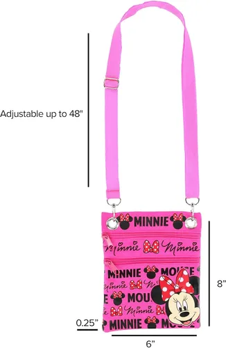 Vista 6 de Disney 's Minnie Mouse "Glam" - Bolso bandolera para pasaporte, color rosa neón, Rosado