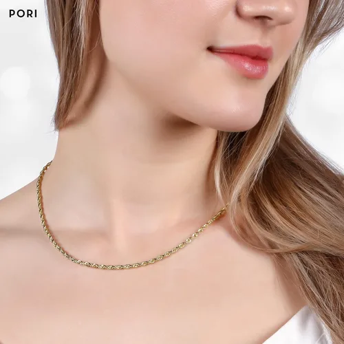 Vista 4 de PORI JEWELERS 18K Yellow Gold 1.5MM, 1.8MM, 2MM, 2.5MM, 3MM, 4MM, or 5MM Diamond Cut Rope Chain Necklace Unisex Sizes 16"-30