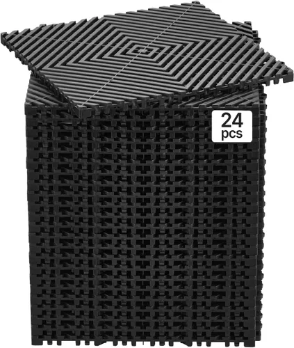 Vista 14 de VEVOR Tapete de Drenaje Entrelazado, Cojín Modular Entrelazado de 12" x 12", 12 Piezas de Tapetes de Drenaje de Empalme, Baldosa de Piso de Drenaje