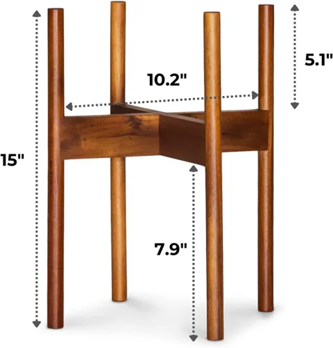 Vista 6 de Fox & Fern - Soporte moderno de medio siglo para maceta, sin maceta de cerámica blanca Plug In Design, Holds 175 lbs, Two High Options, Fixed