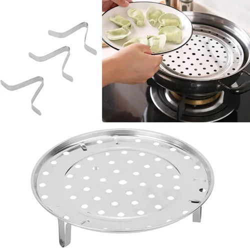 Vista 3 de Bandeja de soporte de vapor de acero inoxidable Accesorios de cocina (diámetro grande 10.2 in)