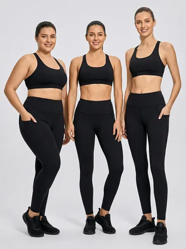 Vista 5 de PHISOCKAT Paquete de 2 pantalones de yoga de cintura alta con bolsillos, leggings de control de abdomen, leggings de yoga elásticos en 4 direcciones