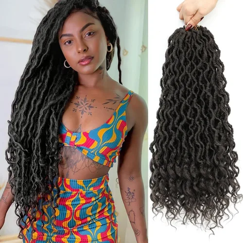 Vista 24 de Cabello Corto de Locs Falsos para Crochet Pre-Enrollado 12 Pulgadas 6 Paquetes Cabello de Locs de Diosa para Crochet Locs Falsos Suaves con Puntas
