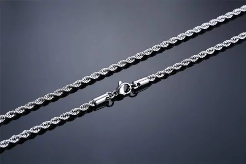 Vista 4 de VNOX Collar de cadena de cuerda francesa de acero inoxidable para hombres y mujeres, 16182022242826282830323436 pulgadas