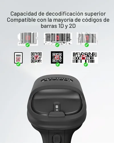 Vista 2 de Inateck Escáner de código de barras 2D, escáner de código QR inalámbrico Bluetooth con aplicación AI y SDK, duración de la batería de 180 días