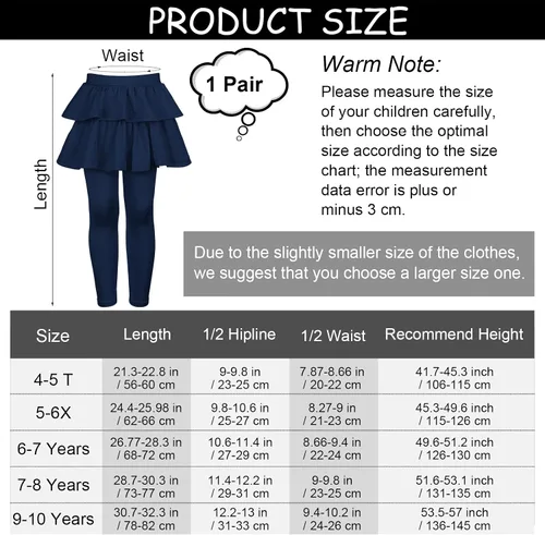 Vista 2 de Resinta Leggings sin pies para niñas con falda de volantes, falda elástica con volantes, pantalón encantador para niñas