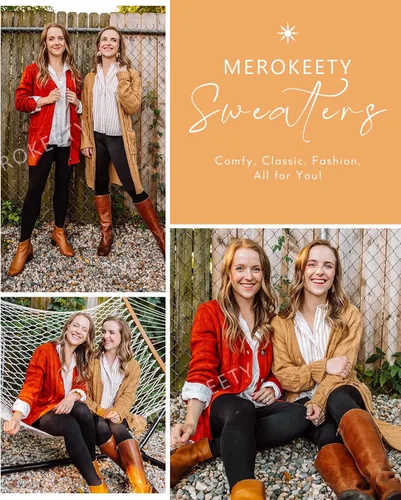 Vista 6 de MEROKEETY - Suéter de punto trenzado y manga larga para mujer, estilo cárdigan abierto al frente, con botones, para otoño, ropa de exterior holgada