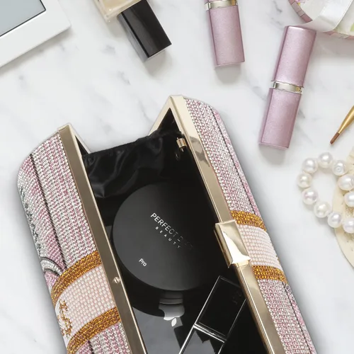 Vista 3 de Bolso de mano de diamantes de imitación para mujer, bolso de noche de cristal, bolso de dinero con diamantes brillantes para bodas y fiestas