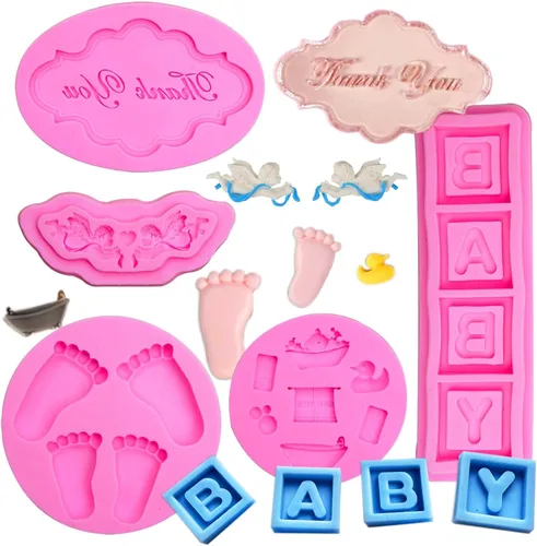 Vista 11 de Moldes de silicona para decoración de pasteles, para baby shower, para cupcakes de chocolate, pasteles fáciles de limpiar