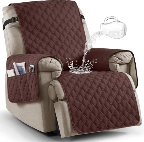 Vista 14 de Ruaozz Funda para Silla Reclinable 100% Impermeable Antideslizante Funda Reclinable para Silla Reclinable Funda de Asiento de Silla Lavable con Beige