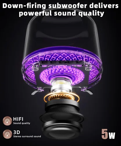 Vista 11 de Altavoz Bluetooth con sonido HD y luces, inalámbrico portátil, batería de larga duración, emparejamiento TWS, para el hogar, fiesta, al aire libre