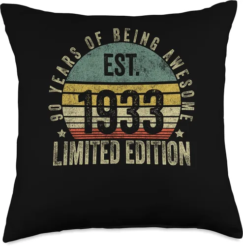 Vista 4 de Vintage 90 Year Old Est 1933 Limited Edition 90th Birthday Throw Pillow