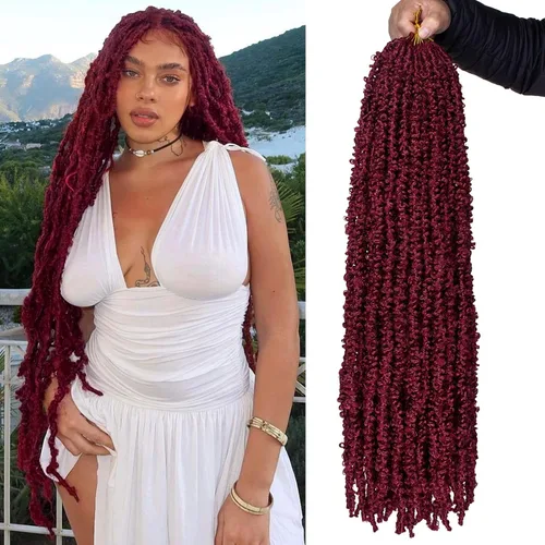 Vista 6 de ZRQ Butterfly Locs Cabello de Ganchillo Corto 6 Paquetes Negro Cabello Bob de Ganchillo 8 Pulgadas Locs Sintéticos Desordenados Desgastados Trenzas