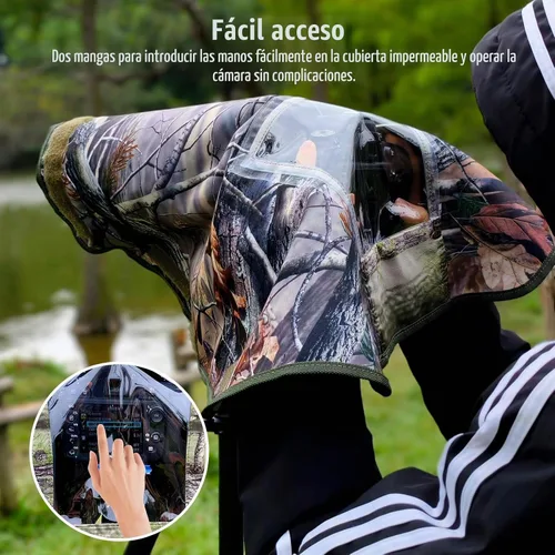 Vista 3 de Cubierta de lluvia para cámara con ventana de visión que se abre y diseño de montaje en correa, protector de funda impermeable para cámara (M)