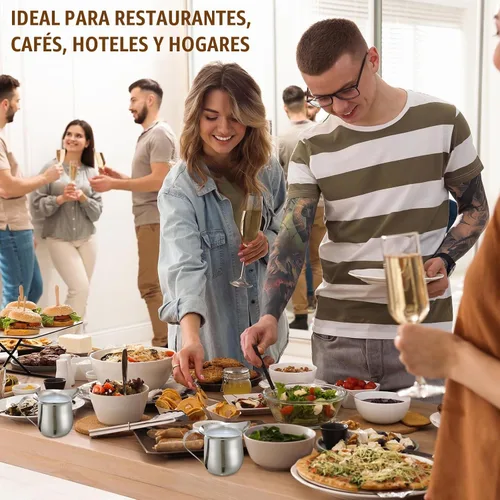 Vista 5 de Bokon 36 piezas de cremas de campana de acero inoxidable de 3 onzas para servir leche, café, crema, jarabe, azúcar en forma de campana, recipiente